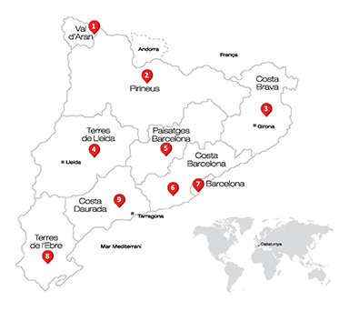 Carte de la Catalogne avec les marques abordables